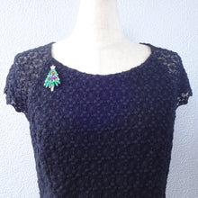 画像をギャラリービューアに読み込む, ブローチ ラインストーン クリスマスツリー グリーン レッド ブルー イエロー 149073