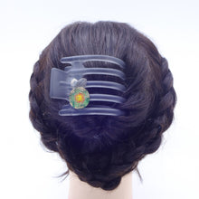 画像をギャラリービューアに読み込む, ヘアクリップ スターリリー ボヘミアングラス グレー グリーン 葉 151062