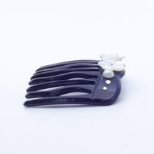 画像をギャラリービューアに読み込む, コーム 白蝶貝 ラインストーン ホワイト フラワー ブラック かんざし ヘアアクセサリー 149394