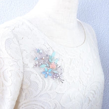 画像をギャラリービューアに読み込む, ブローチ ラインストーン ボヘミアングラス パール フラワー パステルカラー 150954