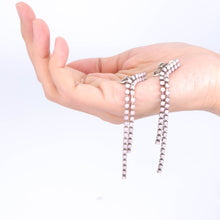 画像をギャラリービューアに読み込む, イヤリング ラインストーン パステル ピンク ロング 123125