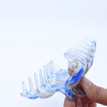 画像をギャラリービューアに読み込む, ヘアクリップ ローズ ラインストーン ホワイト ブルー ブラウン Lサイズ 150892