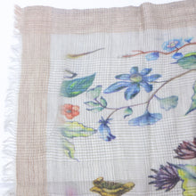 画像をギャラリービューアに読み込む, スカーフ ウール コットン ベージュ ブルー ピンク フラワー 150651