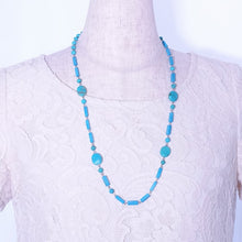 画像をギャラリービューアに読み込む, ネックレス ターコイズ 天然石 オーバル レクタングル ロング 150967