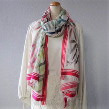画像をギャラリービューアに読み込む, スカーフ コットン シルク レッド ピンク フラワー 150123