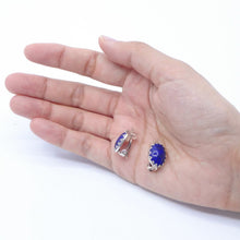 画像をギャラリービューアに読み込む, イヤリング ラピスラズリ 天然石 ブルー オーバル 146775