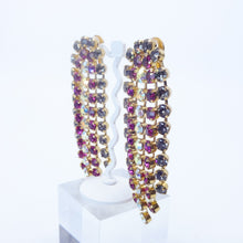 画像をギャラリービューアに読み込む, 【仲里依紗さん着用】イヤリング ラインストーン ピンク グレー オーロラカラー ロング 123549