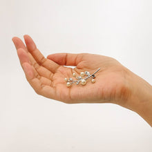 画像をギャラリービューアに読み込む, ブローチ パール ラインストーン ホワイト クリアカラー ボタニカル 140426