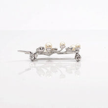 画像をギャラリービューアに読み込む, ブローチ パール ラインストーン ホワイト クリアカラー ボタニカル 140426