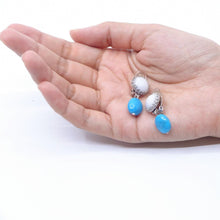 Load image into Gallery viewer, イヤリング ターコイズ クォーツ 天然石 ブルー ホワイト 150998