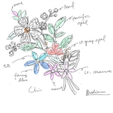 画像をギャラリービューアに読み込む, ブローチ ラインストーン ボヘミアングラス パール フラワー パステルカラー 150954