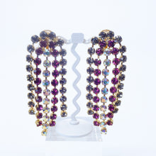 画像をギャラリービューアに読み込む, 【仲里依紗さん着用】イヤリング ラインストーン ピンク グレー オーロラカラー ロング 123549