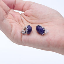 画像をギャラリービューアに読み込む, イヤリング アメシスト 天然石 パープル オーバル 149102