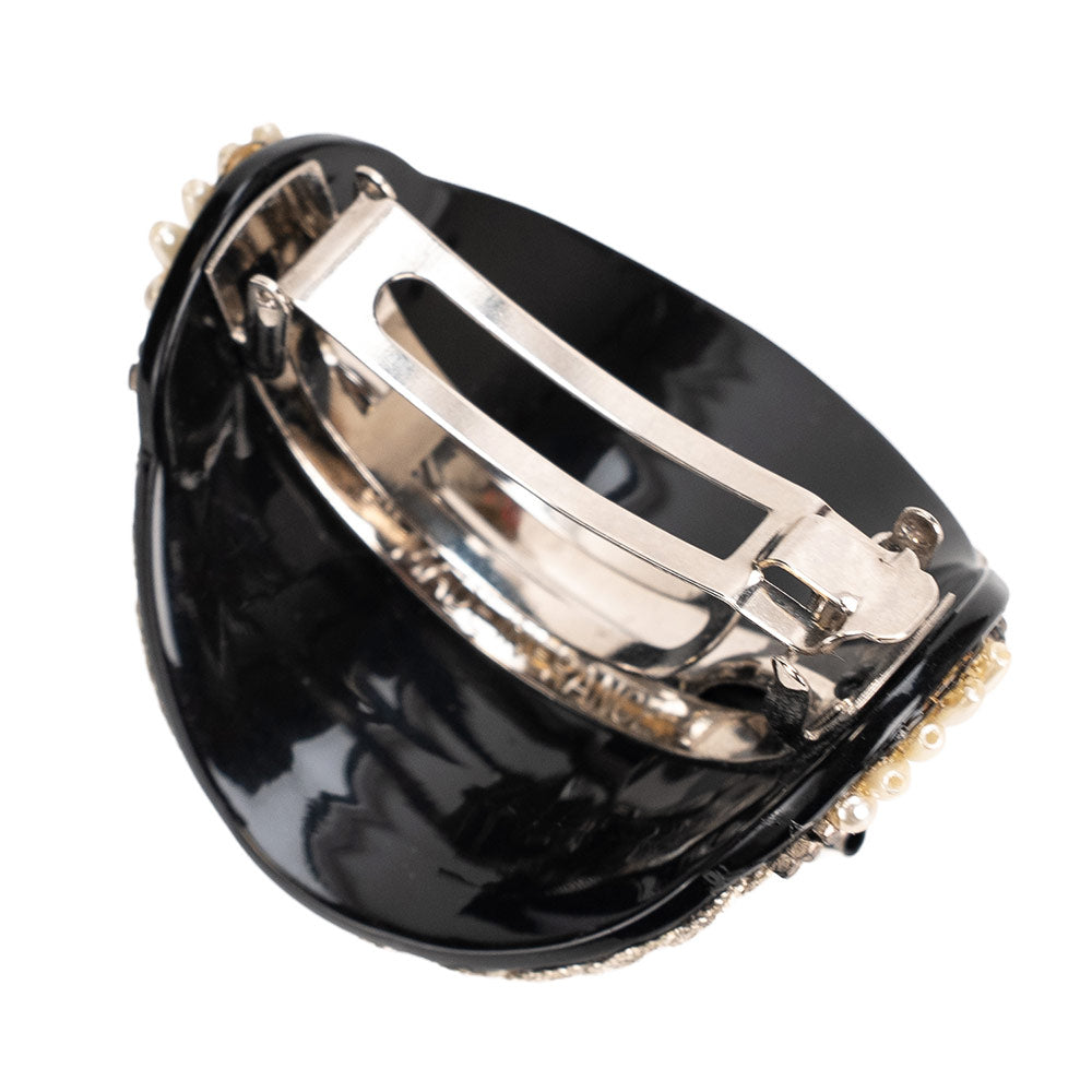 バレッタ ボヘミアングラス レッド ブルー シルバー ポニーテール 留金5cm 058130