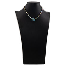 画像をギャラリービューアに読み込む, ネックレス ラインストーン ブルー ピンク イエロー グリーン フラワー 39.5cm 088212
