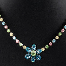 画像をギャラリービューアに読み込む, ネックレス ラインストーン ブルー ピンク イエロー グリーン フラワー 39.5cm 088212
