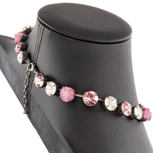 画像をギャラリービューアに読み込む, ネックレス ボヘミアングラス ラインストーン ピンク ホワイト ローズ 39cm 089722
