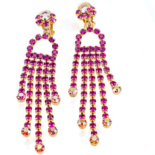 画像をギャラリービューアに読み込む, イヤリング ラインストーン ピンク フラワー ロング 091977
