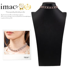 画像をギャラリービューアに読み込む, ネックレス チョーカー ラインストーン ピンク グリーン 32cm 099482
