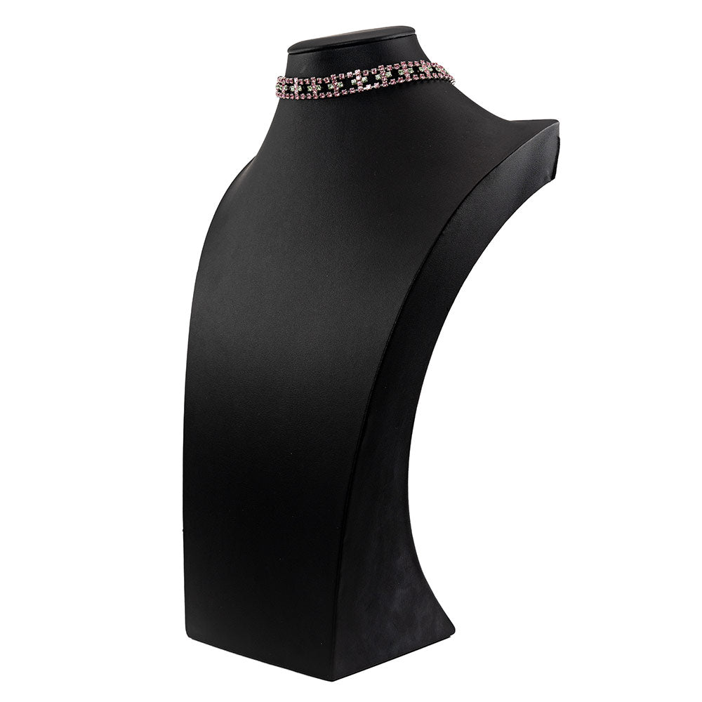 ネックレス チョーカー ラインストーン ピンク グリーン 32cm 099482