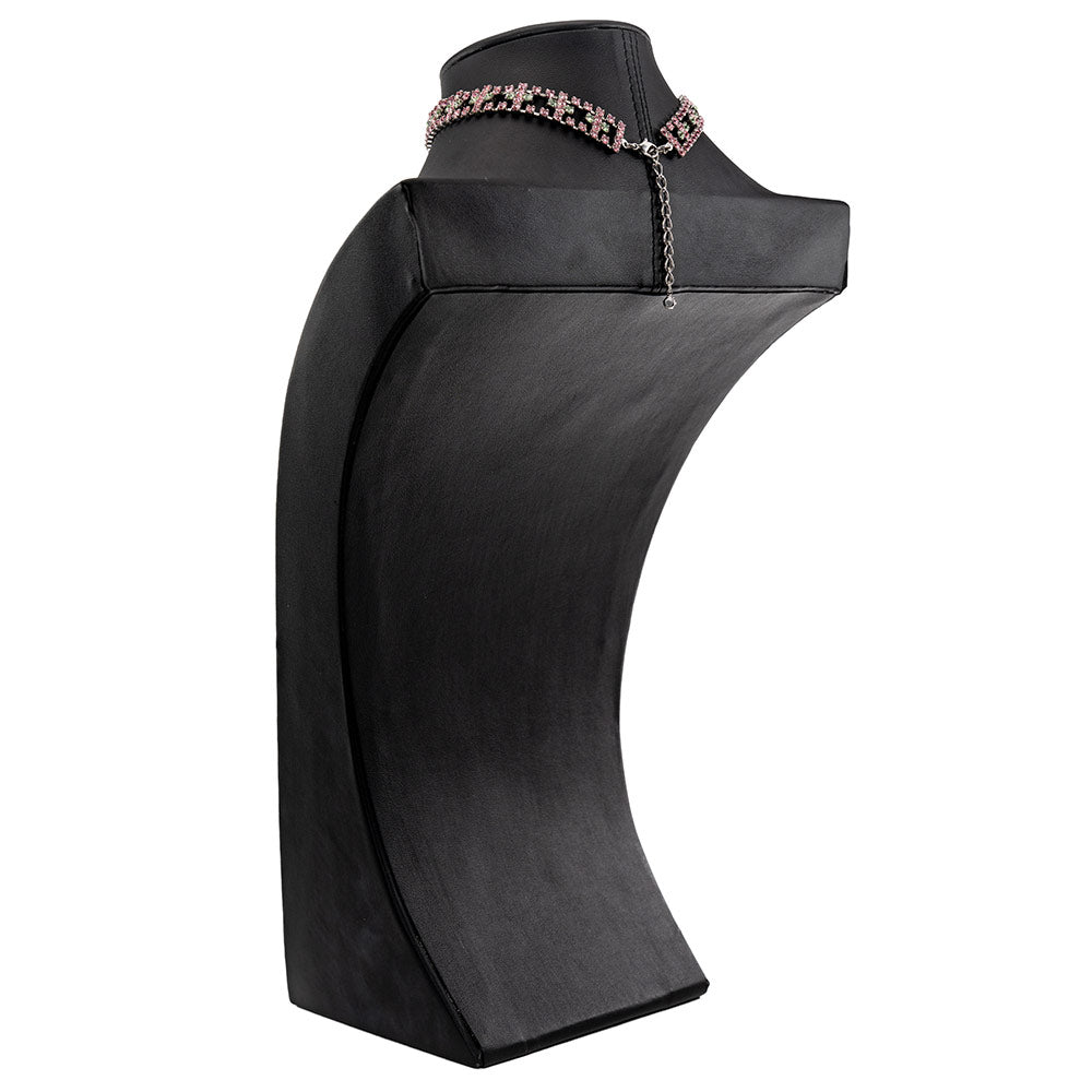 ネックレス チョーカー ラインストーン ピンク グリーン 32cm 099482