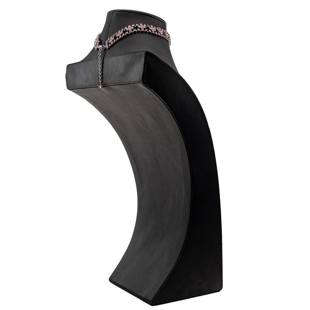 ネックレス チョーカー ラインストーン ピンク グリーン 32cm 099482