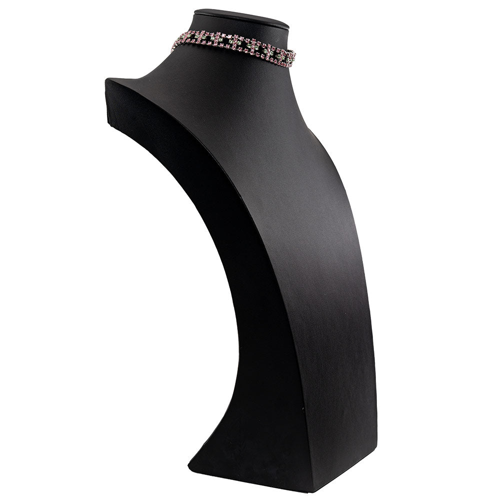 ネックレス チョーカー ラインストーン ピンク グリーン 32cm 099482