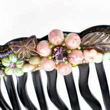 画像をギャラリービューアに読み込む, コーム ボヘミアングラス ピンク グリーン パープル フラワー バタフライ 102002
