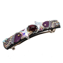 画像をギャラリービューアに読み込む, バレッタ ボヘミアングラス パープル スター リーフ 留金8cm 102193
