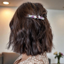 画像をギャラリービューアに読み込む, バレッタ ボヘミアングラス パープル スター リーフ 留金8cm 102193
