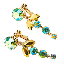 画像をギャラリービューアに読み込む, イヤリング ラインストーン グリーン ゴールド ハンギング 120755
