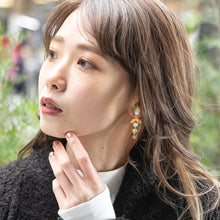 画像をギャラリービューアに読み込む, イヤリング ラインストーン グリーン ゴールド ハンギング 120755
