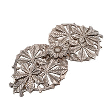画像をギャラリービューアに読み込む, バレッタ レースメタル シルバー フラワー リーフ 留金9cm 122681
