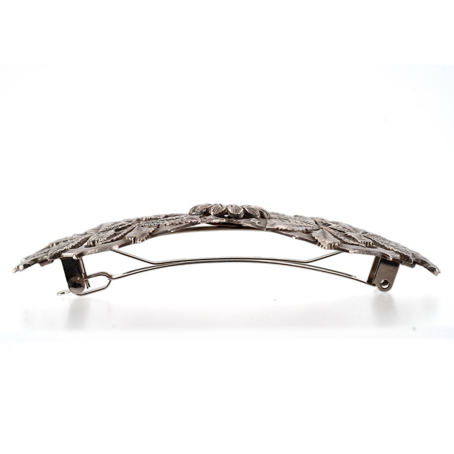 バレッタ レースメタル シルバー フラワー リーフ 留金9cm 122681