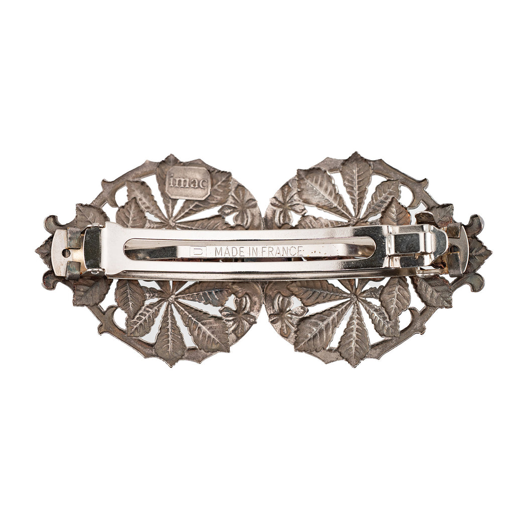 バレッタ レースメタル シルバー フラワー リーフ 留金9cm 122681