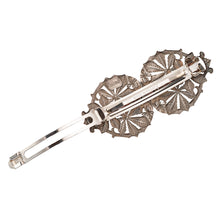 画像をギャラリービューアに読み込む, バレッタ レースメタル シルバー フラワー リーフ 留金9cm 122681
