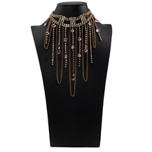 画像をギャラリービューアに読み込む, ネックレス ラインストーン ボヘミアングラス ピンク ハンギング 33cm 127255
