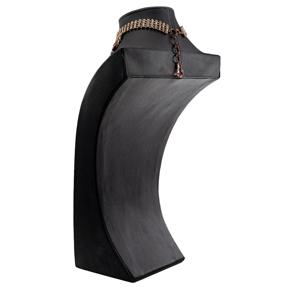 ネックレス ラインストーン ボヘミアングラス ピンク ハンギング 33cm 127255