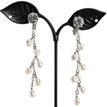 Load image into Gallery viewer, イヤリング 淡水パール クォーツ ラインストーン ホワイト クリアカラー ロング 127368
