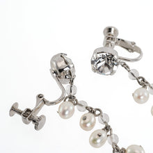 Load image into Gallery viewer, イヤリング 淡水パール クォーツ ラインストーン ホワイト クリアカラー ロング 127368
