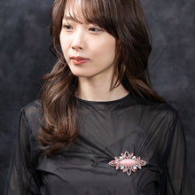 画像をギャラリービューアに読み込む, ブローチ ボヘミアングラス ラインストーン パール ピンクホワイト 128311
