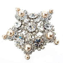 画像をギャラリービューアに読み込む, ブローチ ラインストーン パール クリアカラー ホワイト 2WAY ペンダント 133281
