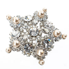 画像をギャラリービューアに読み込む, ブローチ ラインストーン パール クリアカラー ホワイト 2WAY ペンダント 133281
