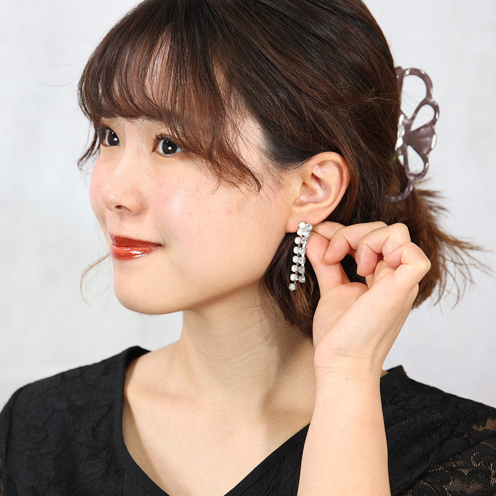 ピアス ラインストーン ボヘミアングラス クリアカラー ホワイト