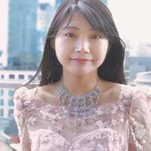 Load image into Gallery viewer, ネックレス ラインストーン ブルー レース 39cm 137807
