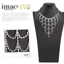 Load image into Gallery viewer, ネックレス ラインストーン ブルー レース 39cm 137807
