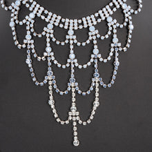 Load image into Gallery viewer, ネックレス ラインストーン ブルー レース 39cm 137807
