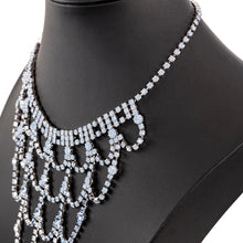 Load image into Gallery viewer, ネックレス ラインストーン ブルー レース 39cm 137807
