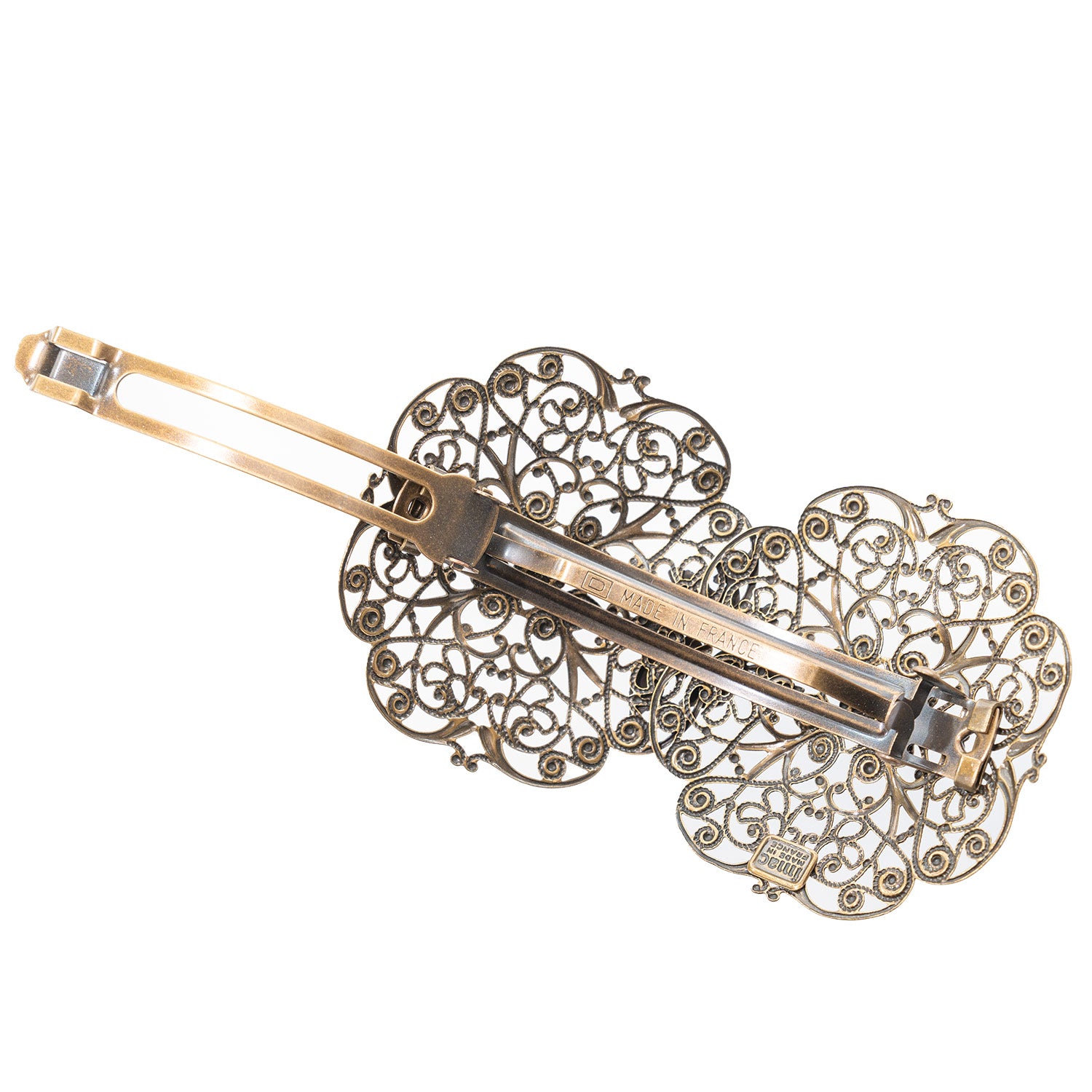 バレッタ レースメタル ブロンズ 葉 留金9cm 141127 – イマック