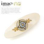 バレッタ ボヘミアングラス ゴールド ホワイト 留金5cm 141931